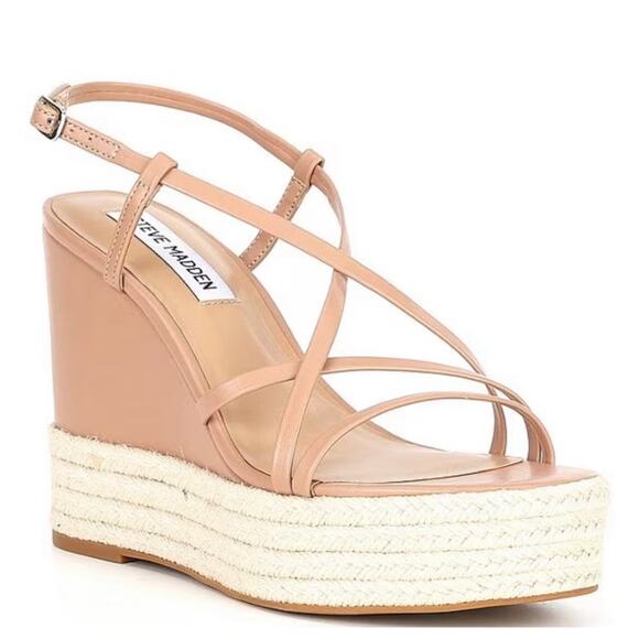 Steve Madden Whitlee Platform Espadrille Wedge Sandals Tan Beige Size 10 NWT - Picture 2 of 10